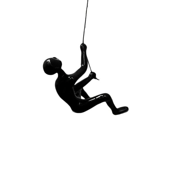 Climbing Man Home Decor Classic Wall-Art Sculpture | 1-Piece | Black - Picture 1 of 5